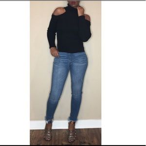 Cold shoulder sweater